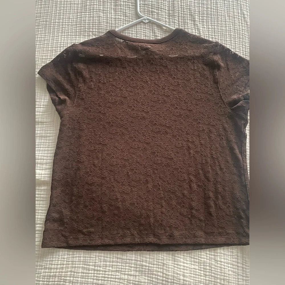NWT Aerie Lace Vintage Short Sleeve Brown Top On Trend SZ L & XL Avail - Picture 4 of 11